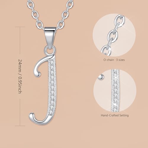VIKI LYNN Dainty Initial Letter Pendant Necklace for Women | Cubic Zirconia Initial Jewelry, Personalized Letter Necklace, Dainty Women Jewelry, Birthday Gift Idea for Her, Mom and Wife - color: Silver, style: Silver-J