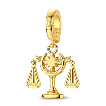 LAZA 925 Silver Charms for Bracelets and Necklaces Gold charms for Women | Summer Travel Party Lucky Zodiac Charms Clearance Pendant Beads Christmas Birthday Graduation Gift Jewelry for Women - color: Libra