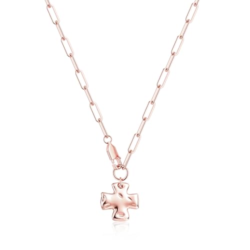 CHESKY Cross Necklace for Women, 14K Gold/Silver Plated Paperclip Necklace | Chunky Cross Necklace, Statement Pendant Charm Necklace, Gold Jewelry for Women, Fashion Accessories - color: Rosegold