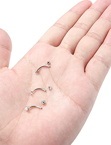 Jenxnjsjo 16g 6/8/10mm Eyebrow/Rook/Snug/Vertical-Labret/VCH/Snake-Eyes/Anti-Tragus/Christina/Daith/Belly-Button/Bridge/Hood/Surface Curved Barbell Piercing Jewelry for Women Men - color: 10PCS, Surgical-Steel, size: 10mm