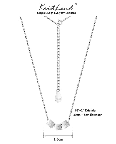 S925 Silver Women's Bar Necklace/Double Circle Layered Y Necklace Chain Adjustable Long/Tiny Pendant Chain Choker for Lady Gift - style: 3 Square