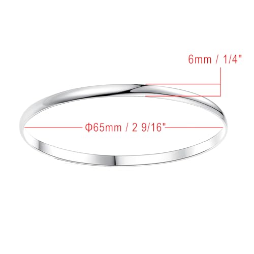 Fashion Shiny Thin Round Stainless Steel Bangle Bracelets for Women (1/3/5/8 Set) - style: Flat-3 Set