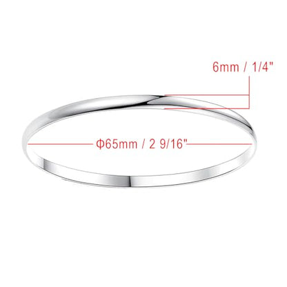 Fashion Shiny Thin Round Stainless Steel Bangle Bracelets for Women (1/3/5/8 Set) - style: Flat-8 Set