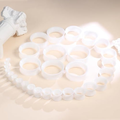 10G-25mm Thin & Thick Silicone Ear Gauges Tunnels Stretching Kit Double Flared Rubber Gauges Tunnels Plugs Flexible Soft Tunnels Earrings Gauge Kit for Women Men - color: White 10G-25mm