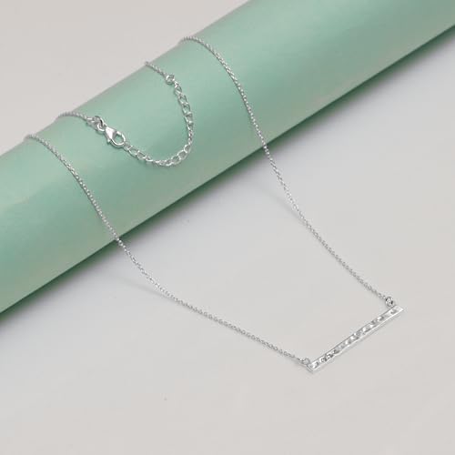LeCalla 925 Sterling Silver Hammered Necklace for Women | Italian Handmade Hammered Texture Pendant Necklaces | Women's Adjustable Chain Necklace Pendant Jewelry Gift for Her - color: Hammered Bar-20 Inches