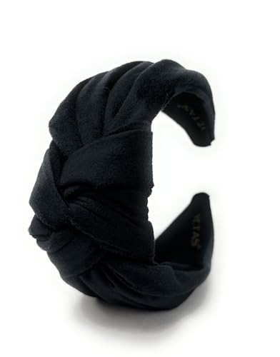 Chunky Black Velvet 2.5 Inches Thick Knotted Headband for Women Headbands Women Girls Trendy, Womens Headbands are Head band for Women's Hair, Cute Top Knot Fashion Designer - color: Chunky Black