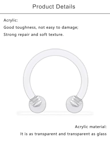 Lcolyoli Septum Retainer 16G Clear Bioflex Septum Rings Flexible Plastic Septum Nose Hoop Piercing Jewelry for Women Men 8mm 10mm - color: 26pcs-16g-5/16"