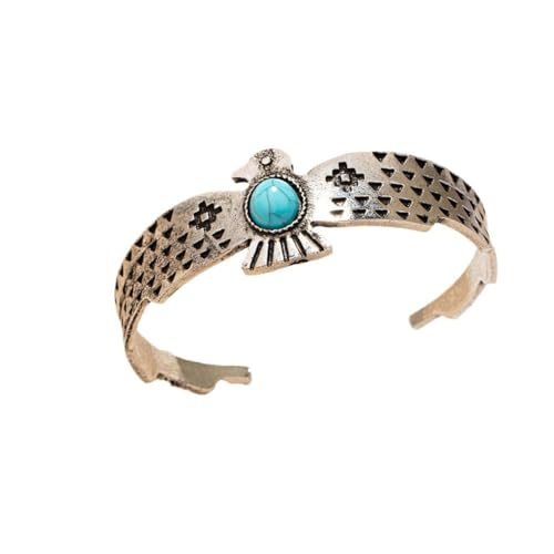 Soyzvteo Western Silver Cuff Bracelet Bohemian Turquoise Engraved Bangle Bracelet Vintage Trendy Boho Outfits Dresses Jewelry Gift - color: D