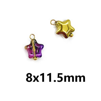 50 Pcs Crystal Glass Pendants for DIY Jewelry Making, AB Color Plated Charms for Bracelet Necklace Earring - style: 50 Pcs-Star