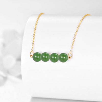 KECHO 14K Real Gold Beads Pendant Necklace Solid Yellow Gold Jewelry Anniversary Birthday Gifts for Women - color: Green Jade 4