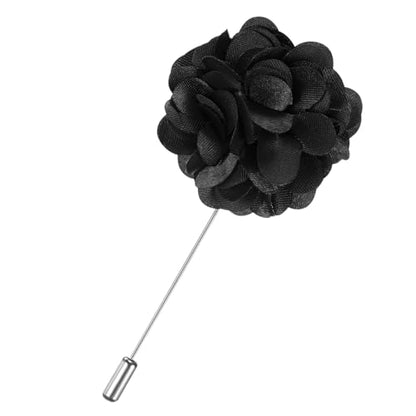 M METERXITY Flower Lapel Pins for Men, Boutonnieres Pin Camellia Flower Groom Boutonnieres for Wedding/Graduation - color: Black
