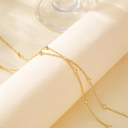 CHESKY Waist Beads for Women, Dainty 14k Gold Plated Waist Chain Beach Accessories Cute Belly Chain Body Chain Gold Chain Belts for Women Summer Beach Jewelry for Womens Gifts Rave Outfits for Womens - style: wave waist beads