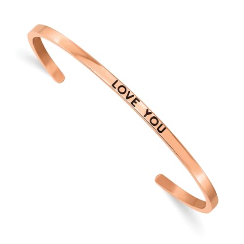 Chisel Love You Crystal Cuff Bangle in Rose-Tone Stainless Steel