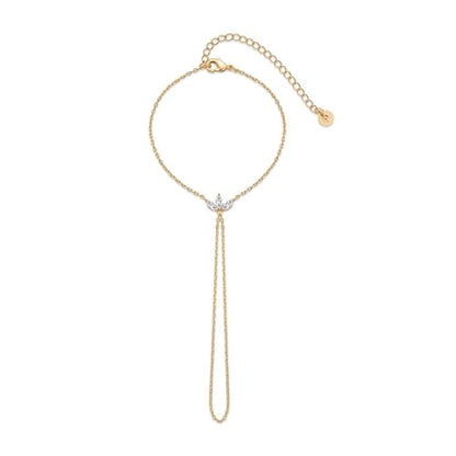 AceFun 1PC Gold Hand Chain Bracelet for Women Rhinestones Crown Pearls Beads Finger Ring Bracelets Trendy Dainty Simple Waterproof Bracelet Fashion Body Jewelry for Ladies - color: Crown