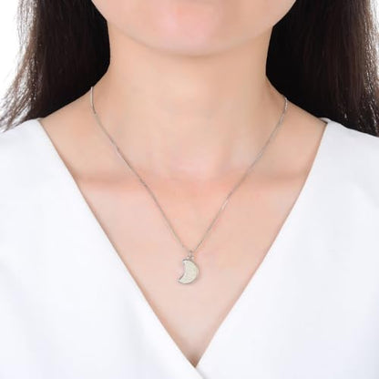 Adabele Natural Druzy Necklace Small Tiny Moon Gemstone Pendant 18 inch Sparkly Agate Stone Crystal Women Jewelry Tarnish Resistant Stainless Steel/Gold Plated Chain - color: Crystal AB druzy - stainless steel