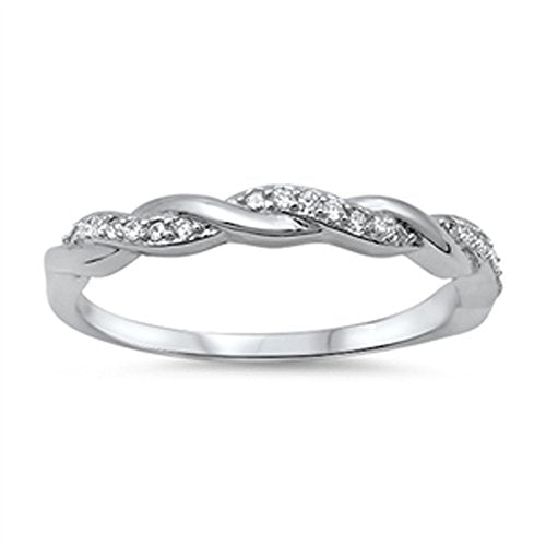 CHOOSE YOUR COLOR Sterling Silver Infinity Knot Ring - color: Clear
