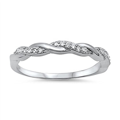 CHOOSE YOUR COLOR Sterling Silver Infinity Knot Ring - color: Clear