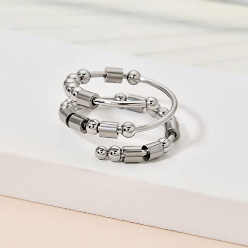 Morse Code Rings for Women, Stainless Steel Spinner Ring Fidget Rings for Anxiety Ring Morse Code Rings Inspirational Gifts Jewelry Women Birthday Graduation Gifts for Best Friends - style: 6 Never Give Up