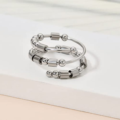 Morse Code Rings for Women, Stainless Steel Spinner Ring Fidget Rings for Anxiety Ring Morse Code Rings Inspirational Gifts Jewelry Women Birthday Graduation Gifts for Best Friends - style: 6 Never Give Up
