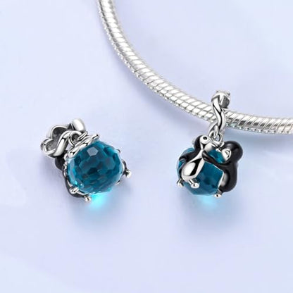 Hapour 925 Sterling Silver Charm for Bracelet Necklace Women Pendant Beads | Virgin Mary Charm, Religious Cross Heart Dragon European Jewelry Mom Charm - color: Dancing Penguin