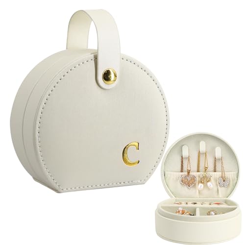 COLLECTIVE HOME Small Travel Jewelry Case for Women, Detachable Handle (c) | Portable Jewelry Box, Organizer for Rings, Earrings,Necklaces, Birthday, Christmas, Mother's Day Personalized Gifts for Women - color: c