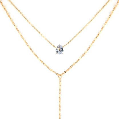 Necklace for Women, Dainty Long 14K Gold Y-Shaped Necklace Jewelry Trendy Beaded Layered Chain Drop Necklaces Jewelry Women Gifts - style: Flash Diamond-159