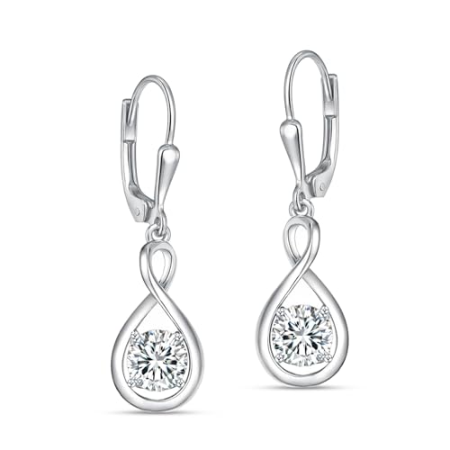 LeCalla 925 Sterling Silver Leverback Drop Earrings | Lightweight Italian Teardrop Dangle Earring for Women - color: CZ Infinity Drop
