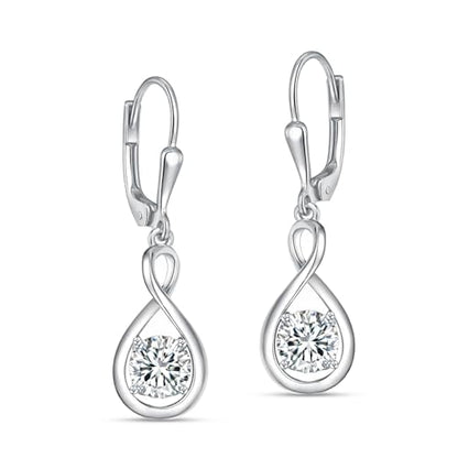 LeCalla 925 Sterling Silver Leverback Drop Earrings | Lightweight Italian Teardrop Dangle Earring for Women - color: CZ Infinity Drop
