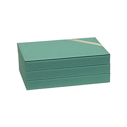 Household Essentials 3-Tier Jewelry Tray, Sturdy Chipboard With Polyester Linen Wrap, Polyester Felt Lining, Many Compartments for Easy Jewelry Access, Stackable, Stylish and Functional, Seafoam Green - color: Teal