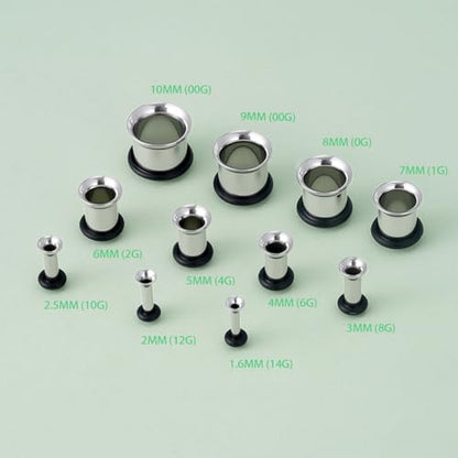 TBOSEN Precise Dimensions Stainless Steel Set Double|Single Flare Tunnel Screw Gauge Ear Expander Stretching Kit Piercing Mixed Size - color: Silver-Single Flare, size: 1.6-10mm(14G-00G)