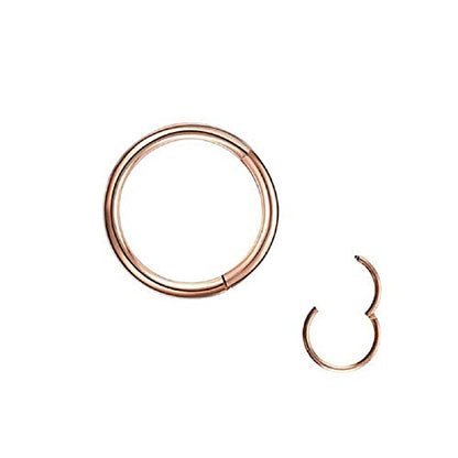 5Pcs Stainless Steel 16G 18G Sleeper Hoop Earrings for Women Men Septum Hinged Clicker Nose Lip Ring Helix Daith Cartilage Tragus Piercings Tiny Small Huggie Hoops Hypoallergenic Sensitive Ears Jewelry - style: 8mm in rose gold-tone 18G