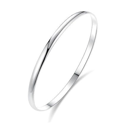 Fashion Shiny Thin Round Stainless Steel Bangle Bracelets for Women (1/3/5/8 Set) - style: Flat-1 Set