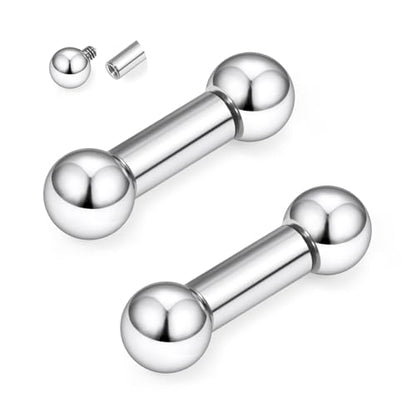 2G 4G 6G 8G 10G 12G 14G 16G Astm F136 Titanium Internally Threaded Nipple Tongue Rings Piercing Jewelry Industrial Straight Barbell Tongue Nipple Ring Bridge Piercing Jewelry For Women Men - size: 2 Gauge-16MM