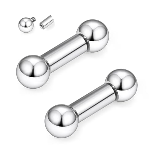 2G 4G 6G 8G 10G 12G 14G 16G Astm F136 Titanium Internally Threaded Nipple Tongue Rings Piercing Jewelry Industrial Straight Barbell Tongue Nipple Ring Bridge Piercing Jewelry For Women Men - size: 2 Gauge-14MM