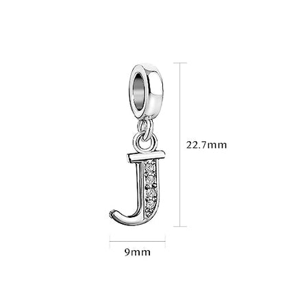 LSxAB Sparkling Initial Letter Charm Compatible with Pandora Charms Bracelets for Women A-Z Pendant Jewelry - style: J