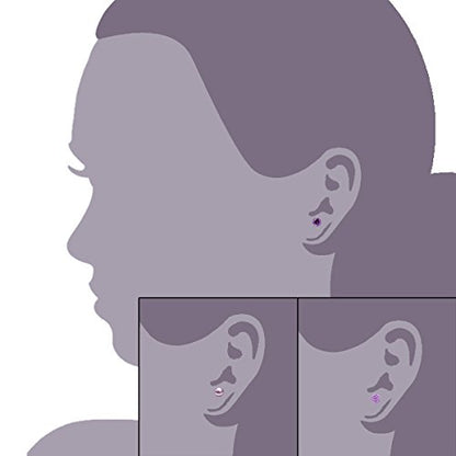 JewelrieShop Birthstone Studs Earring Set Cubic Zirconia Rhinestones Crystal Ball Faux Pearl Stainless Steel Stud Earrings for Women Jewelry Gift (6mm Round,3 Pairs) - color: 2) Feb. - Purple