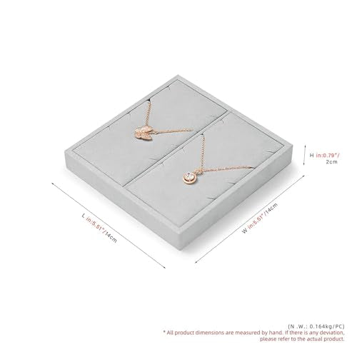 Microfiber Jewelry Pendant Display Tray | Jewelry Necklace Organizer Display Tray Gray - size: 5.5" x 5.51" x 0.78"