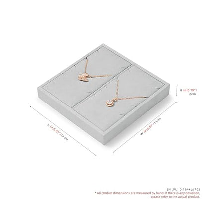 Microfiber Jewelry Pendant Display Tray | Jewelry Necklace Organizer Display Tray Gray - size: 5.5" x 5.51" x 0.78"