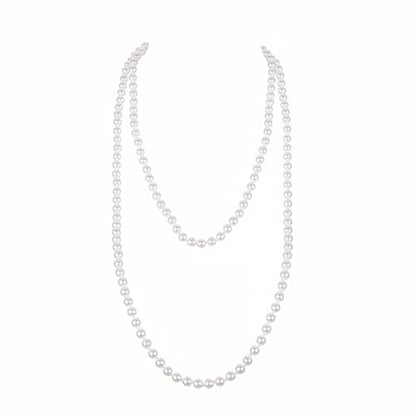 Long Pearl Necklaces for Women Faux Pearl Strand Necklace Statement Beaded Necklaces 1920s Gatsby Costume Jewelry - color: White