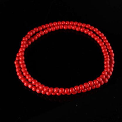 Natural Wood Beads Necklace for Men and Women 8MM Wooden Beaded Handmade Chunky Necklaces HipHop Statement Jewelry Gifts - color: Red