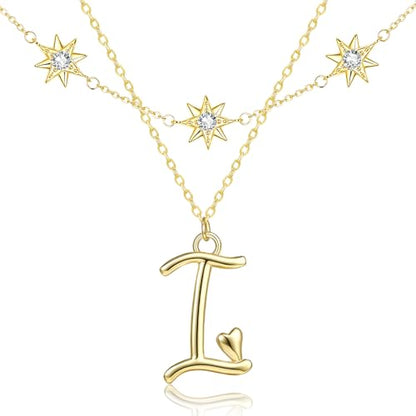 14K Gold A-Z Initial Lette Necklace Star Choker Women Necklace | Personalized Initial Jewelry, Meaningful Name Letter Gift for Women Wife Mom Friend, Perfect Present For Birthday/Anniversary - style: 14K Gold-I