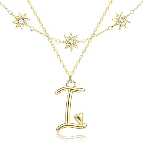 14K Gold A-Z Initial Lette Necklace Star Choker Women Necklace | Personalized Initial Jewelry, Meaningful Name Letter Gift for Women Wife Mom Friend, Perfect Present For Birthday/Anniversary - style: 14K Gold-I