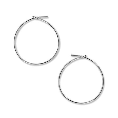 Thin Hoop Earrings for Women - Lightweight Wire Threader Loop Drop Dangles | Plated in 18K Gold or 925 Sterling Silver, Hypoallergenic and Safe for Sensitive Ears - color: 925 Silver Plated - 1" inch