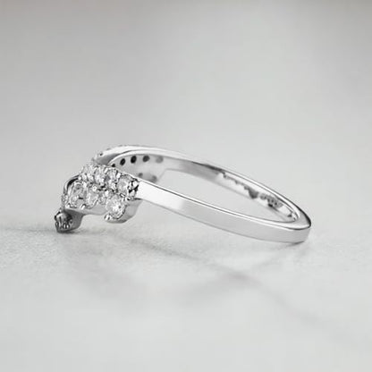 925 Sterling Silver Two Tone Skull Ring for Women Gothic Engagement Rings Enhancers Round 0.40CT AAA Cubic Zirconia Curved Wedding Band Size 3-10 - color: Silver+Gun Metal Finish