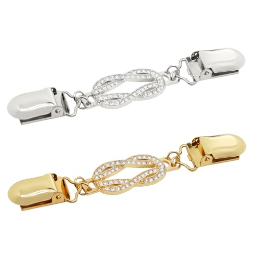 Frutain 2Pcs Cinch Clip Waist Cincher Clips for Women Dress Back Cinch & Shawl Cardigan Sweater Shirt Fasteners(GS) - style: Gs-rhinestone-knot
