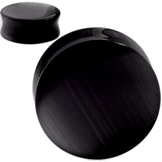 Cats Eye Glass Ear Gauges - color: Black Cats Eye, size: 10mm- 00 gauge
