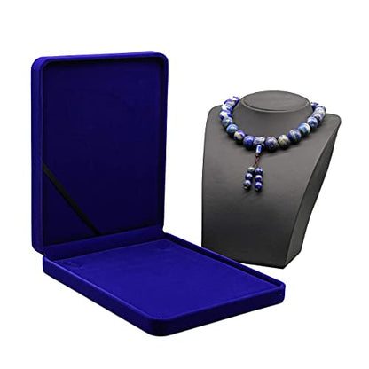 Jewelry Set Velvet Box Necklace Earring Ring Necklace Bracelet Gift Display Case Wedding Jewelry Storage Holder (Royal Blue For Chunky Collar Necklace) - color: Royal Blue For Chunky Collar Necklace