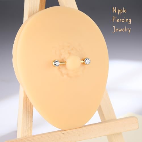 AROWRO Nipple Piercing Jewelry Nipple Rings Titanium Nipple Rings Implant Grade Hypoallergenic 14G Internally Threaded Straight Barbells with Cubic Zirconia Opal Gold Silver Rose Gold Black 12mm 14mm 16mm 18mm 20mm - color: Gold+White Opal