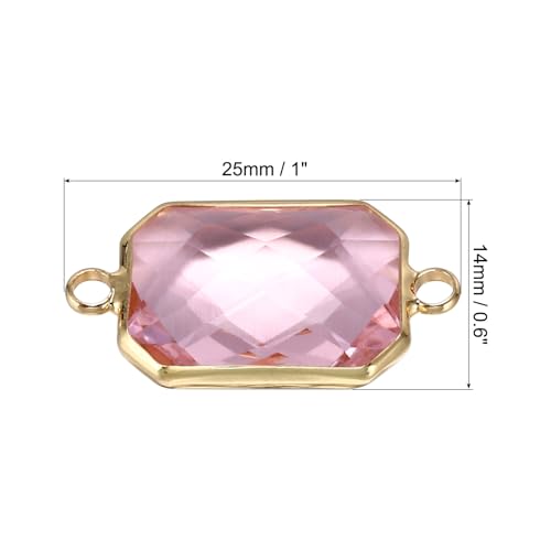 PATIKIL Birthstone Connector Link, Diamond Clear Charm Links, Glass Jewelry Findings Crystal Bead Link for Drop Dangle Pendants Necklace Bracelet Earring - color: Pink