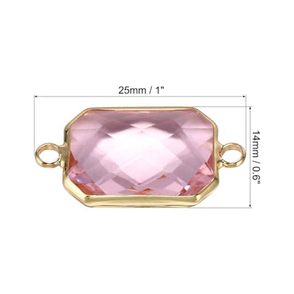PATIKIL Birthstone Connector Link, Diamond Clear Charm Links, Glass Jewelry Findings Crystal Bead Link for Drop Dangle Pendants Necklace Bracelet Earring - color: Pink